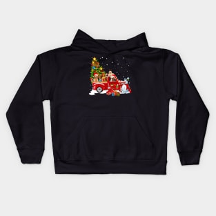 Retriever Dog Christmas On Red Car Truck with Xmas T-Shirt Kids Hoodie